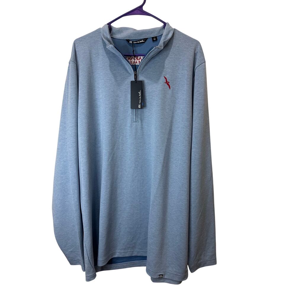 Travis Mathew NWT Coveside 1/4 Zip Blue Sz XXL With Logo Shearwater Health